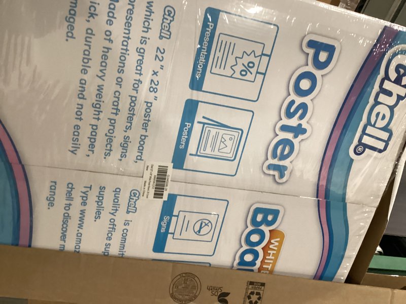 Condition photo showing Good Condition for chell large size 22" x 28" white poster board heavyweight, for school craft project, 85 lb. cover weight, 25 count