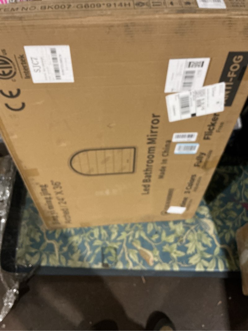 Condition photo showing Good Condition for 24"x36" Arched LED Bathroom Mirror, Gold Framed LED Bathroom Mirrors with Front Light and Backlit, Anti-Fog, Dimmable, 3 Colors, Memory Function, Arch Smart Vanity Mirror Gold 24"L x 36"W