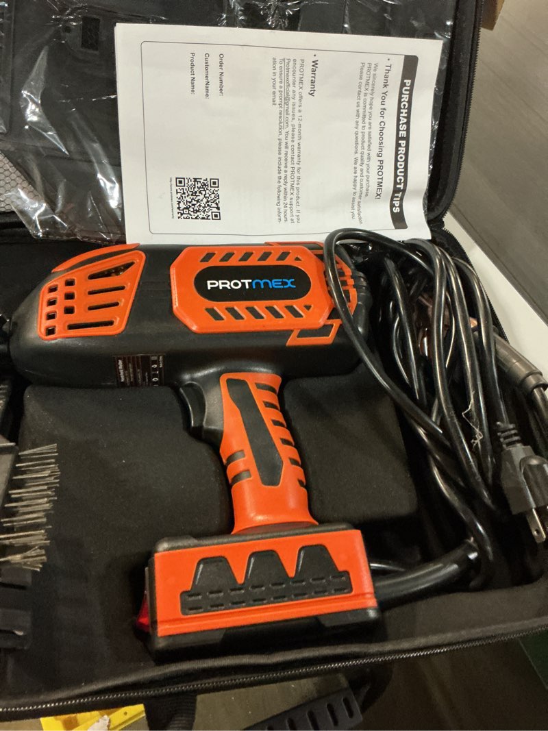 Condition photo showing Good Condition for handheld welder – 110v portable arc welder, igbt inverter with 5 current settings, fits 3/32"–1/8" rods, perfect for home diy & repair, 20pcs rods included large orange