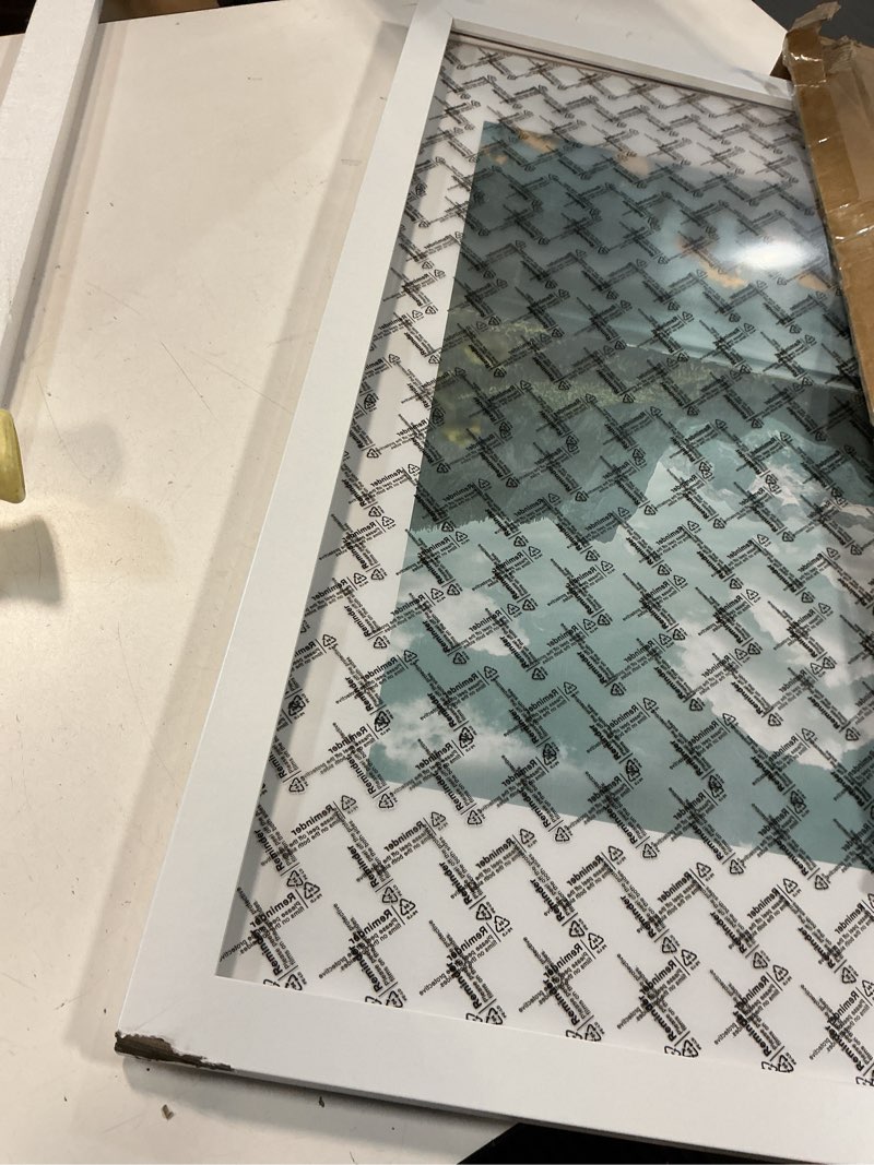 Condition photo showing As Is for Picrit 20x28 Picture Frame, Poster Frame for Wall Mounting Display, White White 20x28