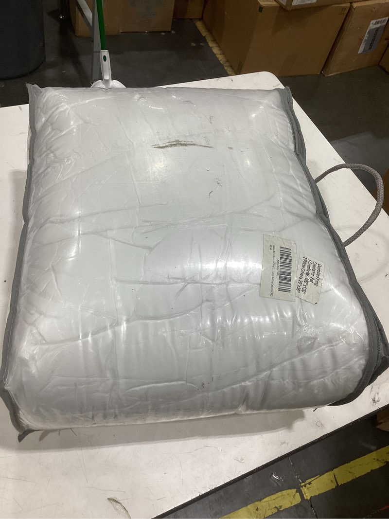 Condition photo showing Good Condition for masaca white oversized king comforter set 120x120,ruched ruffle california king bed comforter set shabby boho chic microfiber extra large bedding comforter 3pcs oversized king 120x120 2-white