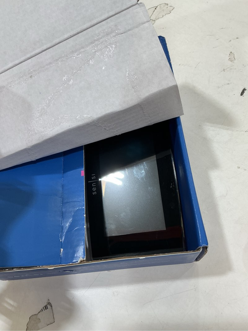 Condition photo showing As Is for sensi touch smart thermostat by emerson with touchscreen color display, programmable, wi-fi, mobile app, easy diy, data privacy, works with alexa, energy star certified, st75 - black, c-wire required