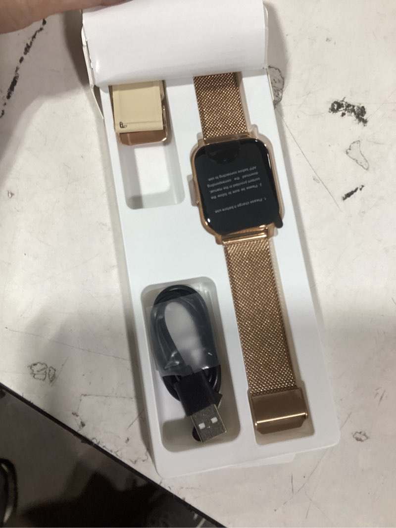 Condition photo showing New/Like New for smart watch for women(3 bands), smartwatch fitness tracker with bluetooth calls & ai voice control, 1.85’’ hd screen, heart rate/spo2 monitor, sleep tracker, compatible with android ios (gold)