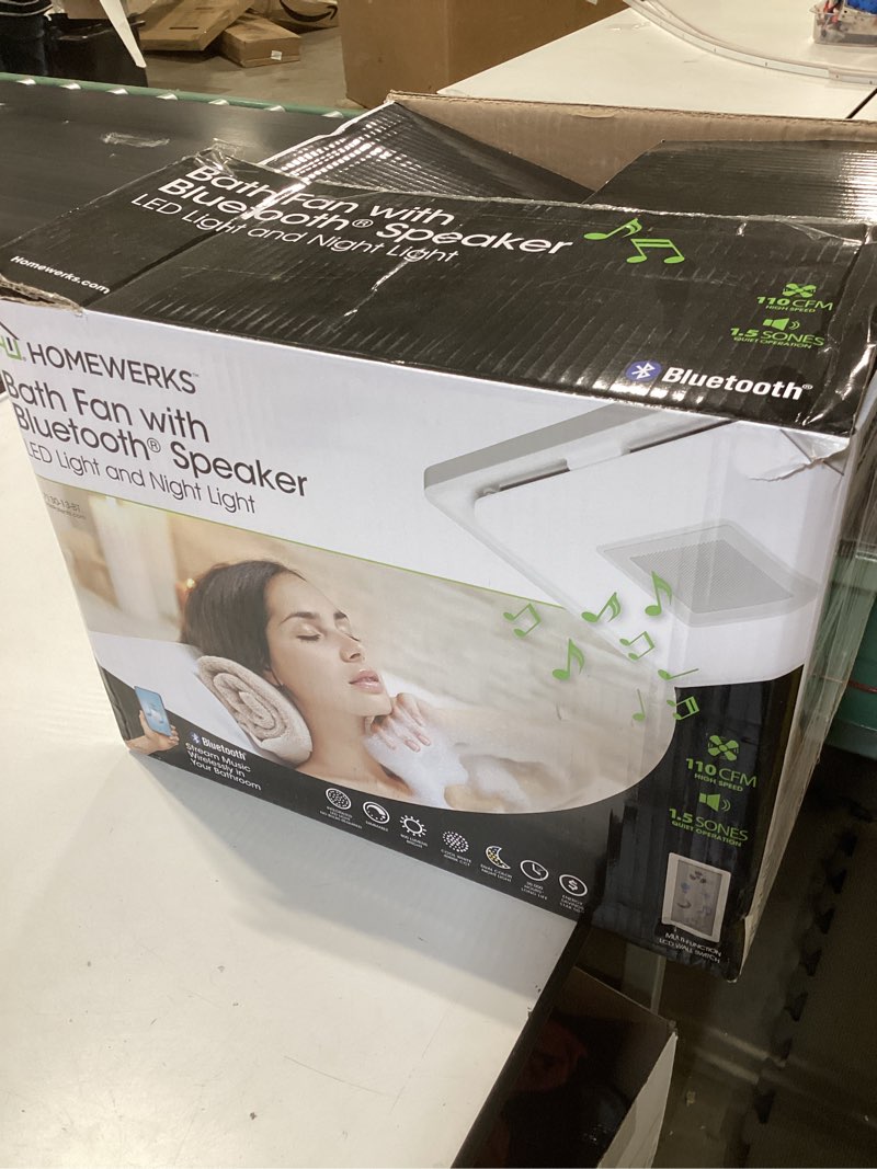 homewerks 7130-13-bt white decorative led, bluetooth bathroom exhaust fan new 