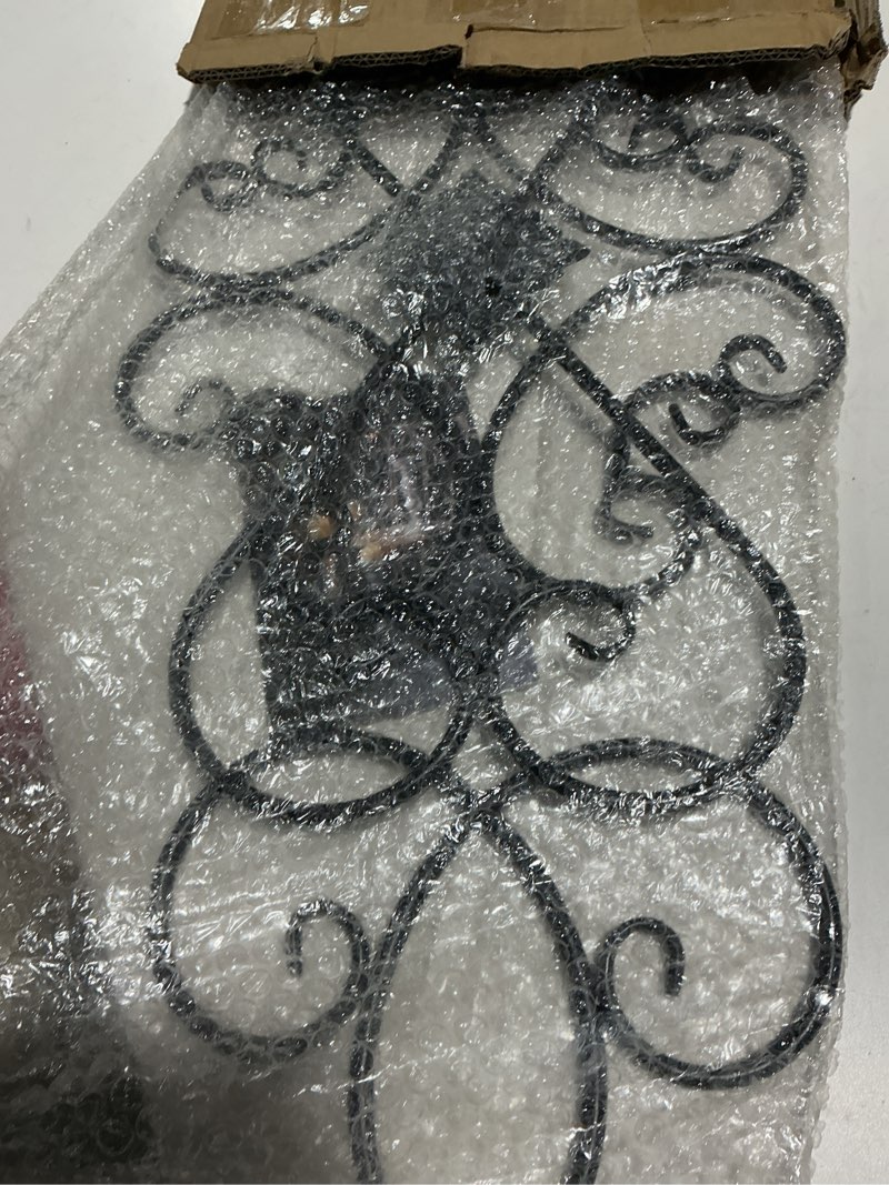 Condition photo showing Good Condition for sintosin black wrought iron wall decor 32" x 13", hanging flower scroll metal wall art decor, living room wall decor, vintage house decorations for indoor outdoor fireplace bedroom