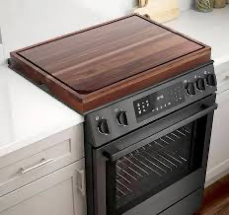 acacia noodle board stove cover with wavy handles, wooden stove top cover for gas burners & electric