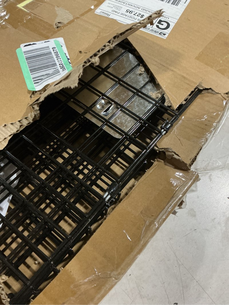 Condition photo showing As Is for live humane animal trap, 32" x 11" x 12" heavy duty humane animal cage trap catch and release, foldable cat trap for stray cats, raccoons, groundhogs, opossums, armadillos, and similar-sized animals 31" x 11" x 12"