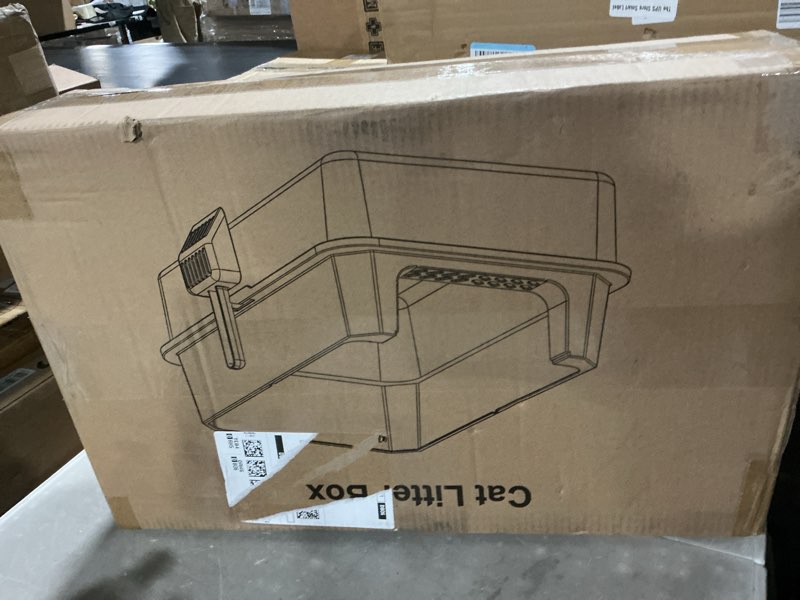 Condition photo showing Good Condition for stainless steel litter box, extra large litter boxes for big cats, xlarge metal cat litter box with lid, anti-urine leakage xl box with high sides, easy clean, non-sticky, scoop included