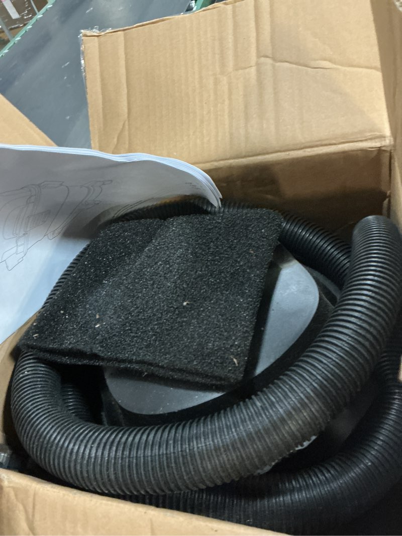 Condition photo showing As Is for amazon basics wet dry vacuum cleaner, 4 gallon shop, 3 hp stainless steel, grey/black