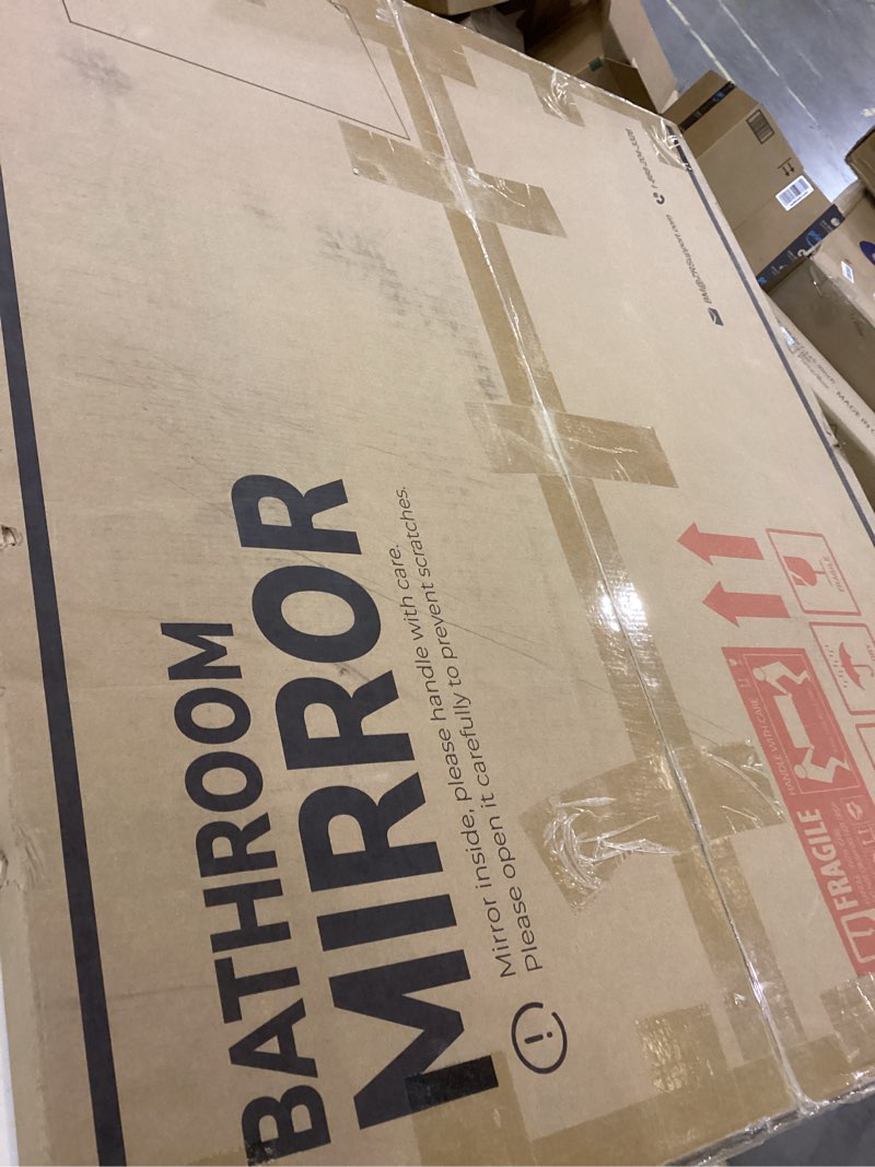 Condition photo showing Good Condition for TokeShimi 30x36 Frameless Bathroom Vanity Mirrors for Over Sink, Modern Rectangle Bathroom Mirrors for Wall with Polished Edge Shatterproof Decorative Mirror for Bedroom, Living Room, Entryway 36"L x 30"W