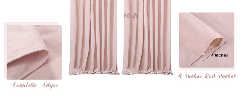 dusty rose polyester backdrop curtains 4 panels 5ft x 10ft photo shoot background drapes for wedding party bridal shower engagement decorations