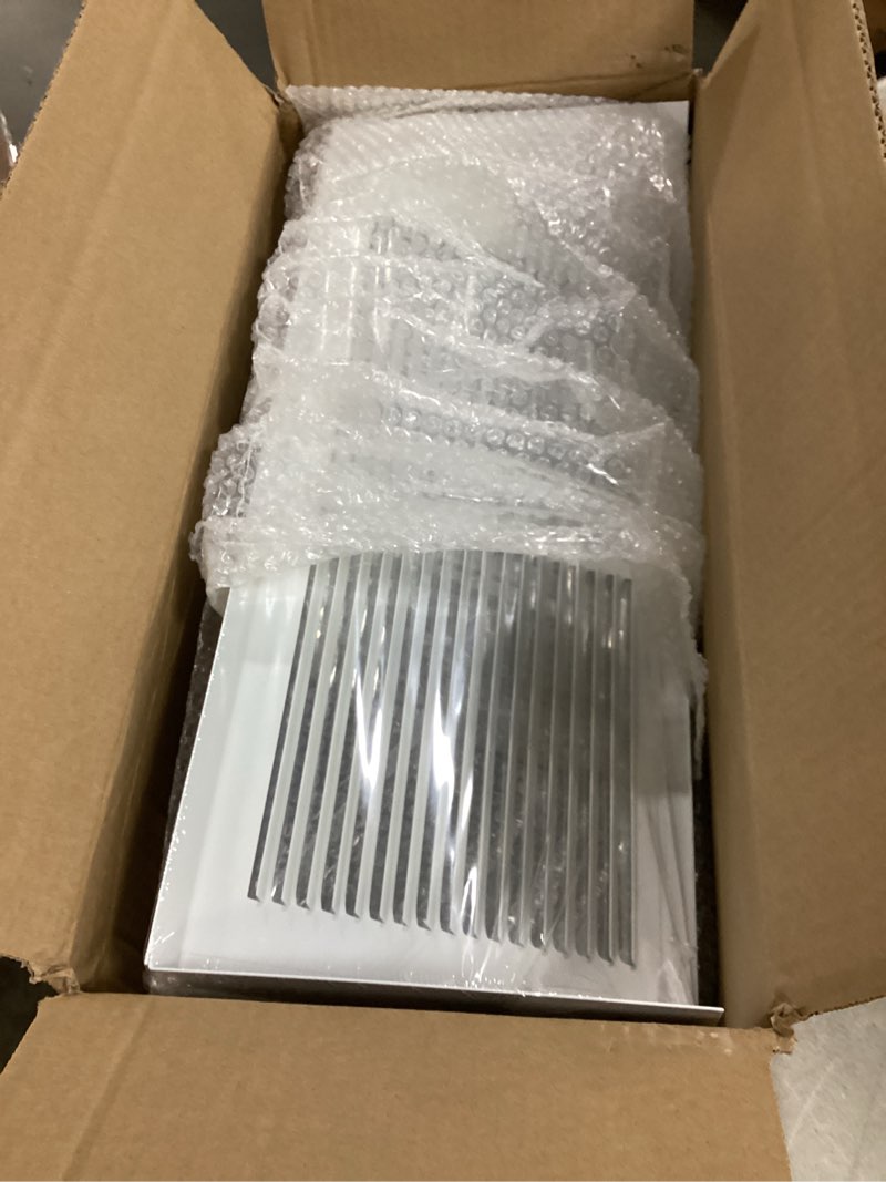 Condition photo showing New/Like New for fancat 2 pack steel triangular baseboard return air grille for 14x 6 duct opening, baseboard air register vent cover grille | white | 3-13/16" depth | outer dimensions 15-3/4" w x 6-5/8" h