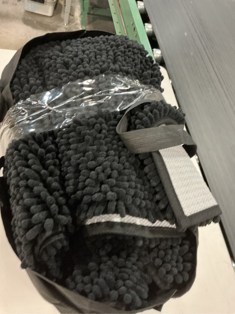 Condition photo showing As Is for Muddy Mat® Shown on TV – Super Absorbent Door Mat Indoor, Microfiber Quick Dry Chenille Entryway Rug, Non-Slip Front Door Mat, Indoor Mats for Entryway, Machine Washable Pet Rug, Black 36"x60" Black 36" x 60"