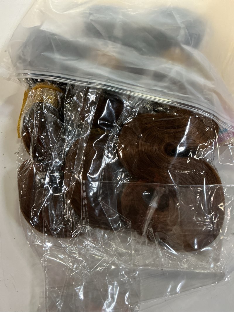 Condition photo showing New/Like New for color 1b30 body wave bundles human hair light brown bundles 8 10 12 inch ombre two tone black and brown bundles double weft brazilian hair extensions silky and soft t1b30 brown -bd 8 10 12