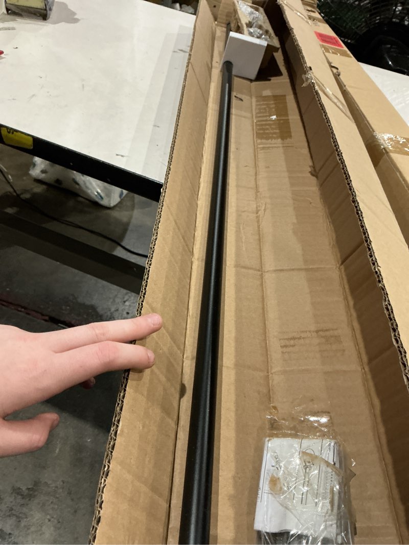 Condition photo showing As Is for kamanina 3/4 inch curtain rods 48 to 86 inches (4-7.2 feet), crystal diamond ends single drapery rod for windows, black