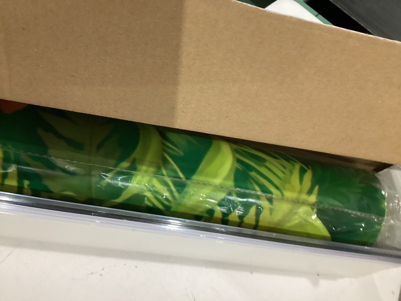Condition photo showing Good Condition for oudain 54 inch x 100 ft rainforest jungle trees vbs 2026 photo wall backdrop tablecloth roll with cutter box, plastic tablecloth for rainforest greenery background tropical jungle party decor