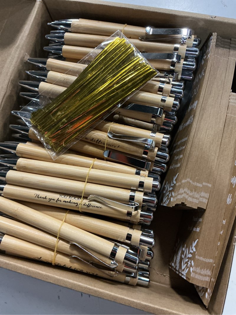 Condition photo showing Good Condition for relithick 100 sets employee appreciation gift bulk inspirational bamboo ballpoint pen with thank you greeting card back to school gift for nurse staff teacher coworker team office 100 employee