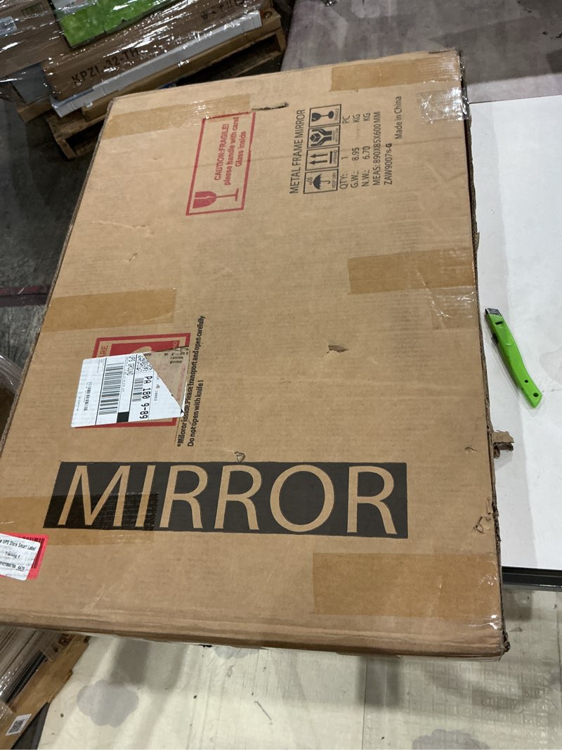 Condition photo showing New/Like New for hasipu vanity mirror with lights, 23" x 18" led makeup mirror, lighted makeup mirror with dimmable 3 modes, touch screen control vanity mirror square gold gold/ square 23"l x 18"w