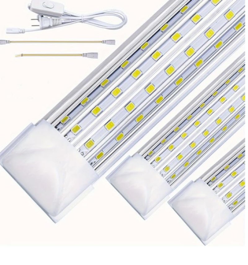 lámparas LED de tienda de 8 pies, 120 W 19500 LM 6000 K, blanco frío, forma de U, cubierta transparente, salida alta, luces de tienda enlazables, luces de tubo LED T8, luces de techo de 8