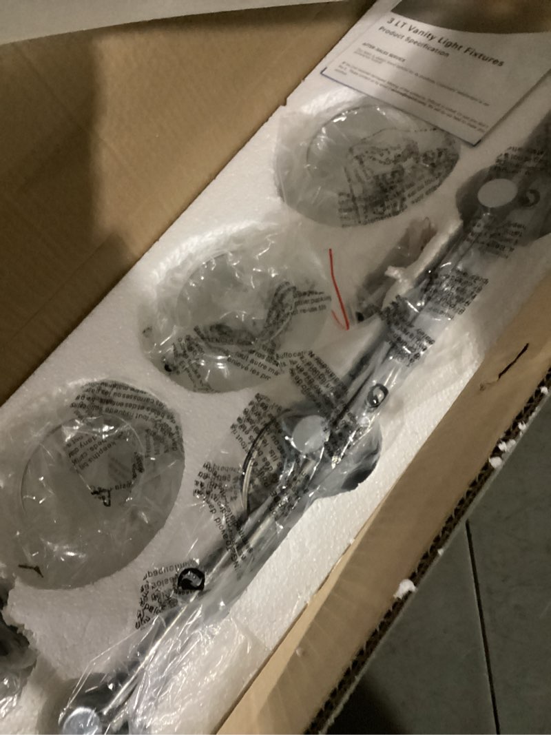 Condition photo showing New/Like New for Espird 4 Lights Bathroom Vanity Light Fixtures Chrome, Bathroom Lights Over Mirror, Industrial and Farmhouse 4 Lights Wall Sconce, Polished Chrome Globe Vanity Lighting Fixtures Polished Chrome 4 Lights