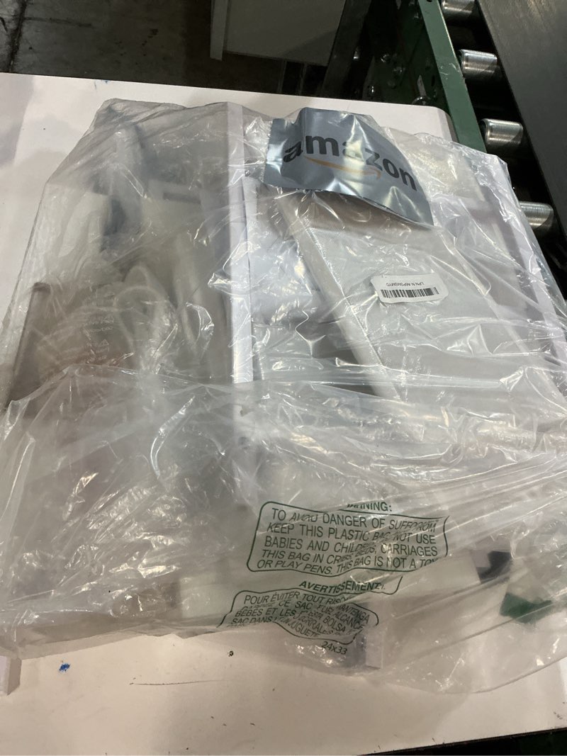 Condition photo showing As Is for Furnulem Night Stand with Charging Station, Dresser with PVC & Fabric Drawers, 33.3 Inch Side Table with Open Shelf, Tall Bedside Table for Closet, Entryway, Bedroom Furniture, 3 Ways to Use, White 4 Drawer White 1