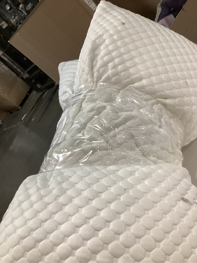 Condition photo showing As Is for cooling pillows king size set of 2, memory foam pillows with zipper, firm bed pillows adjustable for hot side back stomach sleepers white king(pack of 2)