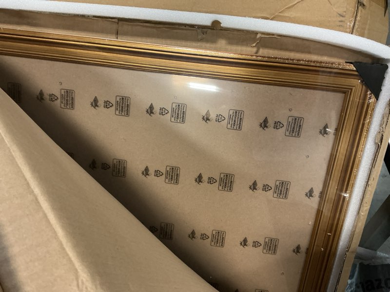 Condition photo showing Good Condition for gulethun 27x40 frame, transitional modern design picture frames, 27 by 40 rustic poster frame for home decor, gold vintage photo frame, horizontal or vertical display, choose size & color gold 27x40in