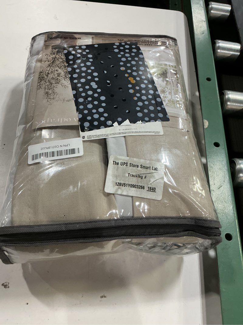 Condition photo showing New/Like New for 90 inch 100% blackout linen pleated curtains 2 panels for living room pinch pleated back tab black out drapes memory shape taupe heat reducing pinch pleat window curtains for bedroom 90 inches long burlywood birch 40"w x 90"l (pack of 2)
