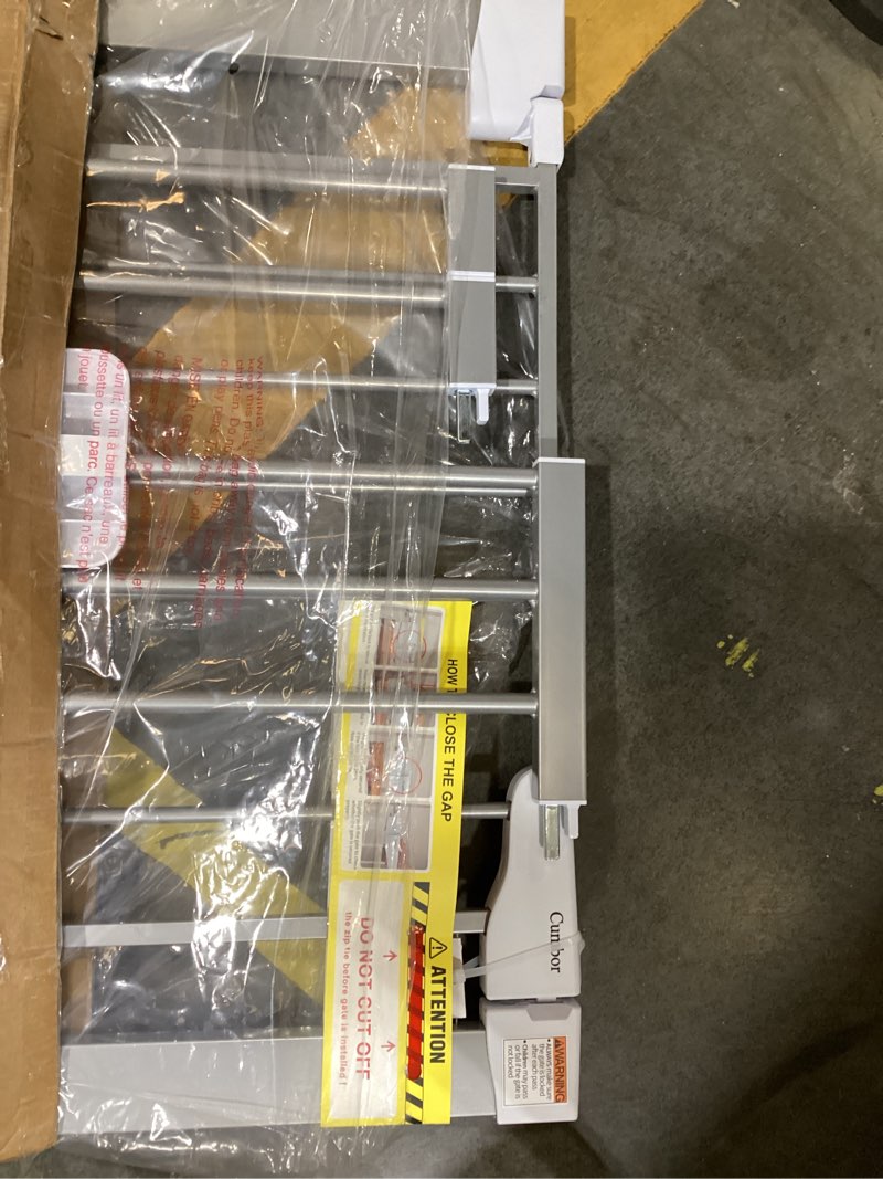 Condition photo showing Good Condition for cumbor 30-46" baby gate for stairs, gifts for mom-auto close dog gate for the house, easy install pressure mounted pet gates for doorways, easy walk thru wide safety gate for dog, gray gray 30"-46" w x 30.5" h