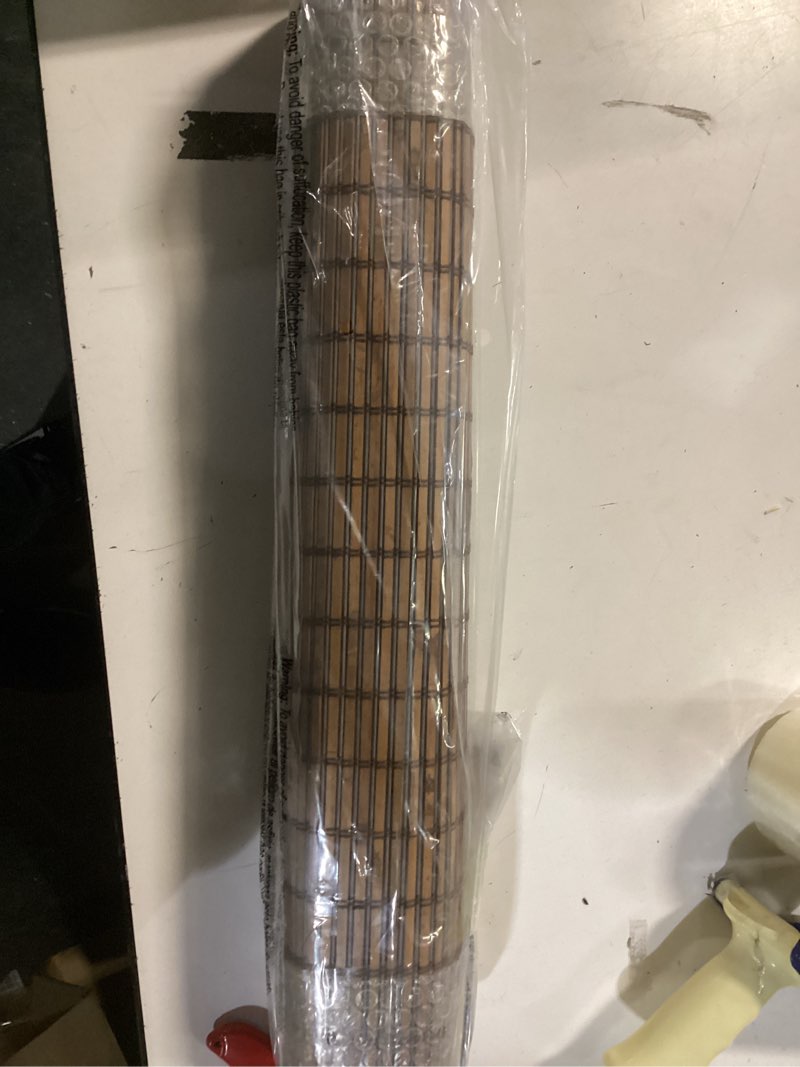 Condition photo showing Good Condition for Similar CALYX INTERIORS Cordless Bamboo Roman Shade Blind, Light Filtering, 23\" W x 64\" H, Ceylon Chestnut