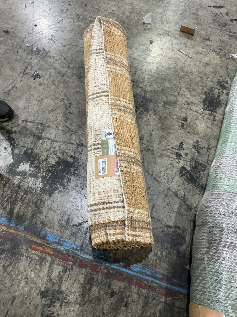 Condition photo showing As Is for loloi chris loves julia judy collection jud-06 natural/chocolate 2'-3" x 3'-9" accent rug natural / chocolate 2'3" x 3'9" (rectangular)
