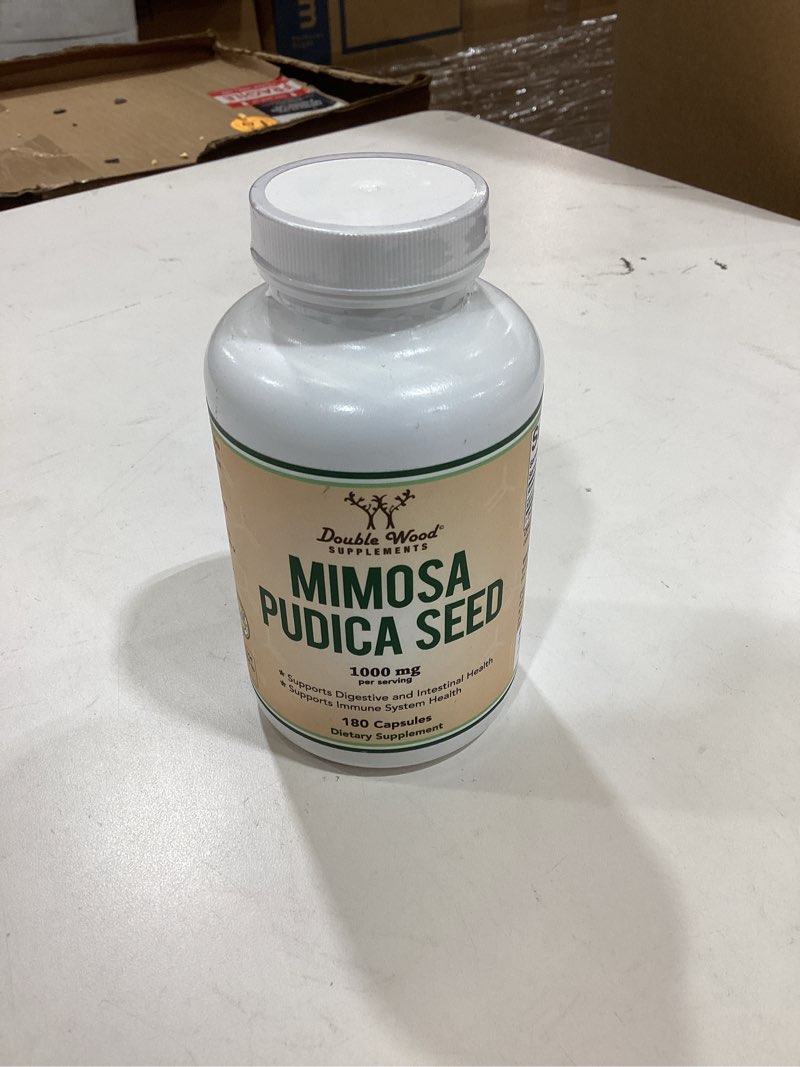 Condition photo showing New/Like New for mimosa pudica seed capsules (180 capsules, 3 month supply) 1000mg, for digestive support, by double wood 180 count (pack of 1)