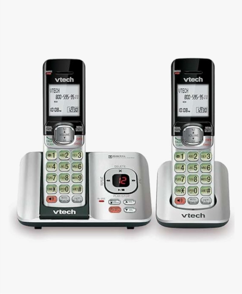 vtech cs6919-2 dect 6.0 cordless phone with caller id and handset speakerphone  2 handsets  silver/black