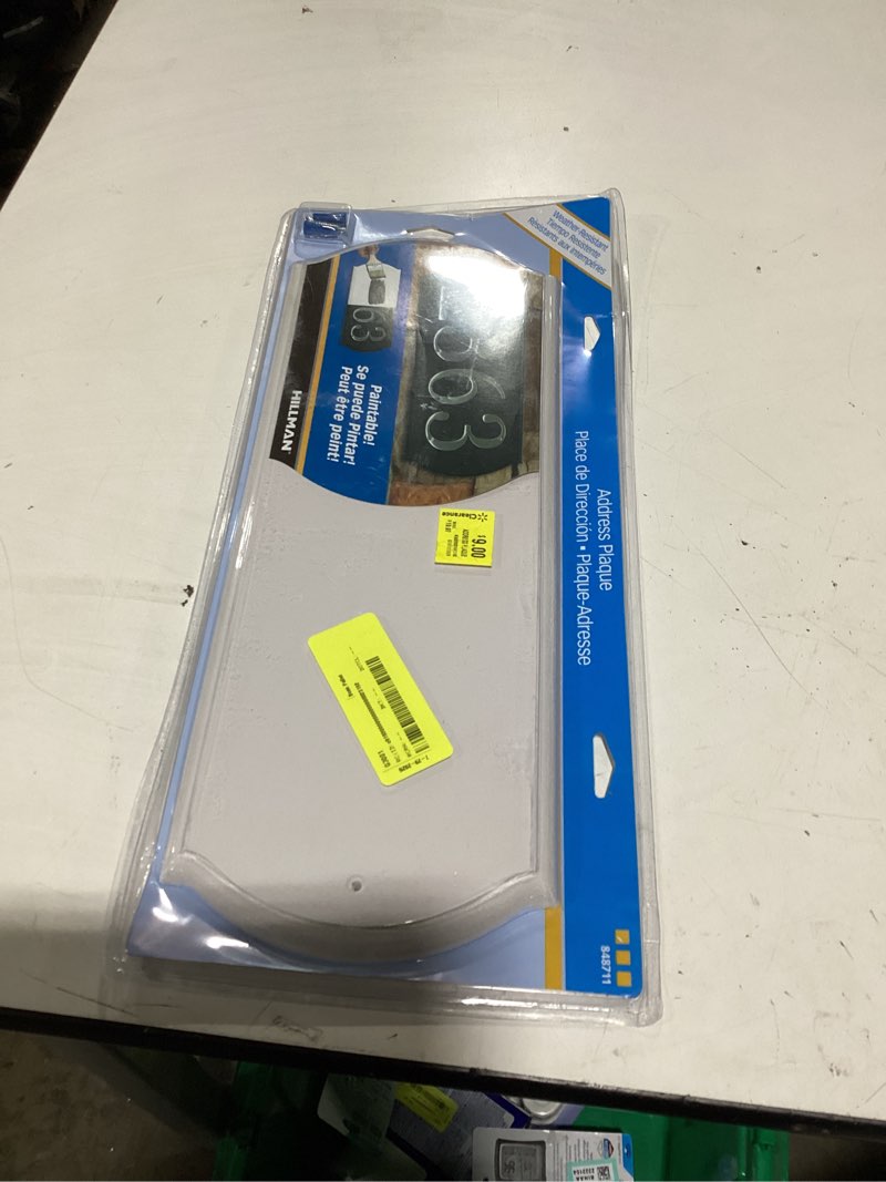 Condition photo showing New/Like New for hillman white plastic paintable address plate