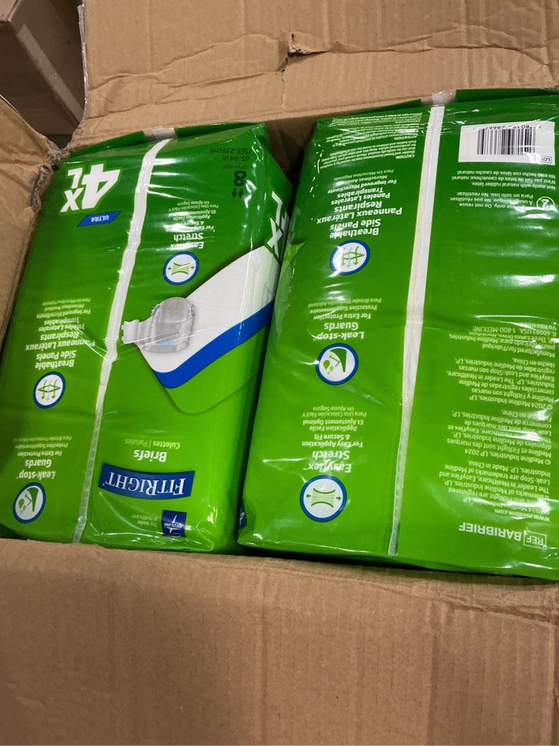 Condition photo showing New/Like New for Medline FitRight Incontinence Diapers, Specialty Size Adult Diapers, For Men And Women, Maximum Protection, Waist Size 65\"–94\", 4XL, 8 briefs per bag, 32 briefs per case 4X-Large 4 of pack
