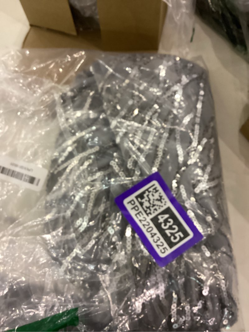 BABEYOND Women Sequin Long Dress Maxi Evening Dress Sleeveless (Medium, Silver Gray)