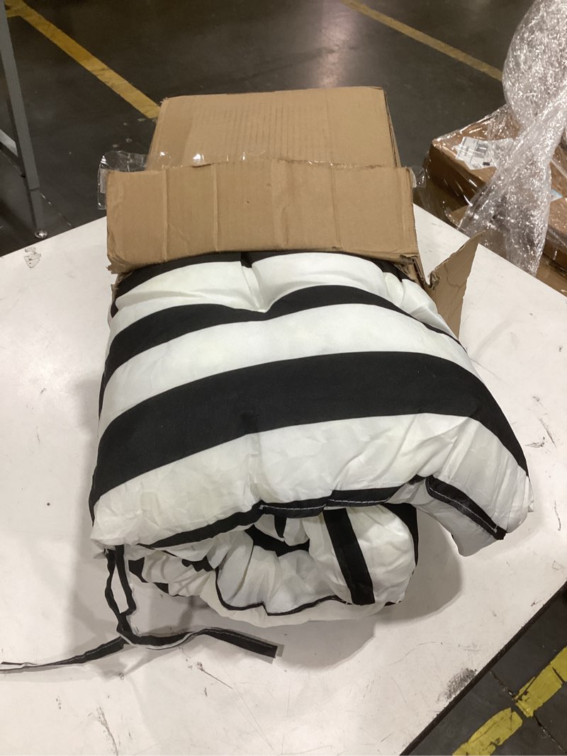 Condition photo showing As Is for enipate weather resistant adirondack chair cushions set of 2 high back indoor outdoor patio tufted lounge cushion seat pads blue white stripe 2-pack