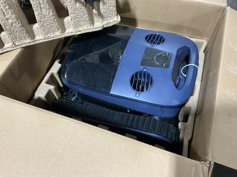 Condition photo showing As Is for (turns on, used) 5600gph robotic pool cleaner,240min cordless pool vacuum for inground pools,3230 sq.ft,2 brushe&2 motor,4-in-1 wall&waterline&floor&full cover cleaning,smart navigation,dual filtration