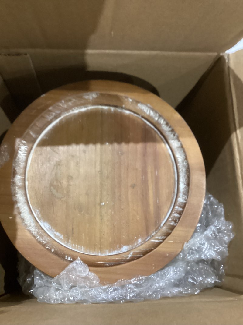 Condition photo showing As Is for SOFE Large Rustic Wood Candle Holder Decor, Brown Candle Pillar Holder, Farmhouse Candle Stands for Pillar Candles, Wooden Candlestick Holders for Coffee Table, Mantel