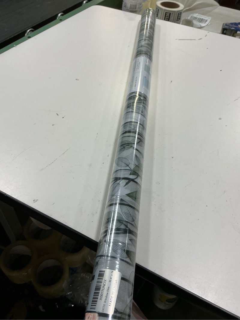 Condition photo showing New/Like New for DKTIE Window Film Privacy with Installation Tools, Decorative Stained Glass Window Clings for Home, Static Cling Window Sticker for Front Door, Bathroom, Glass Door (Dark Green, 35.4'' x 78.7'') Dark Green 35.4'' x 78.7''