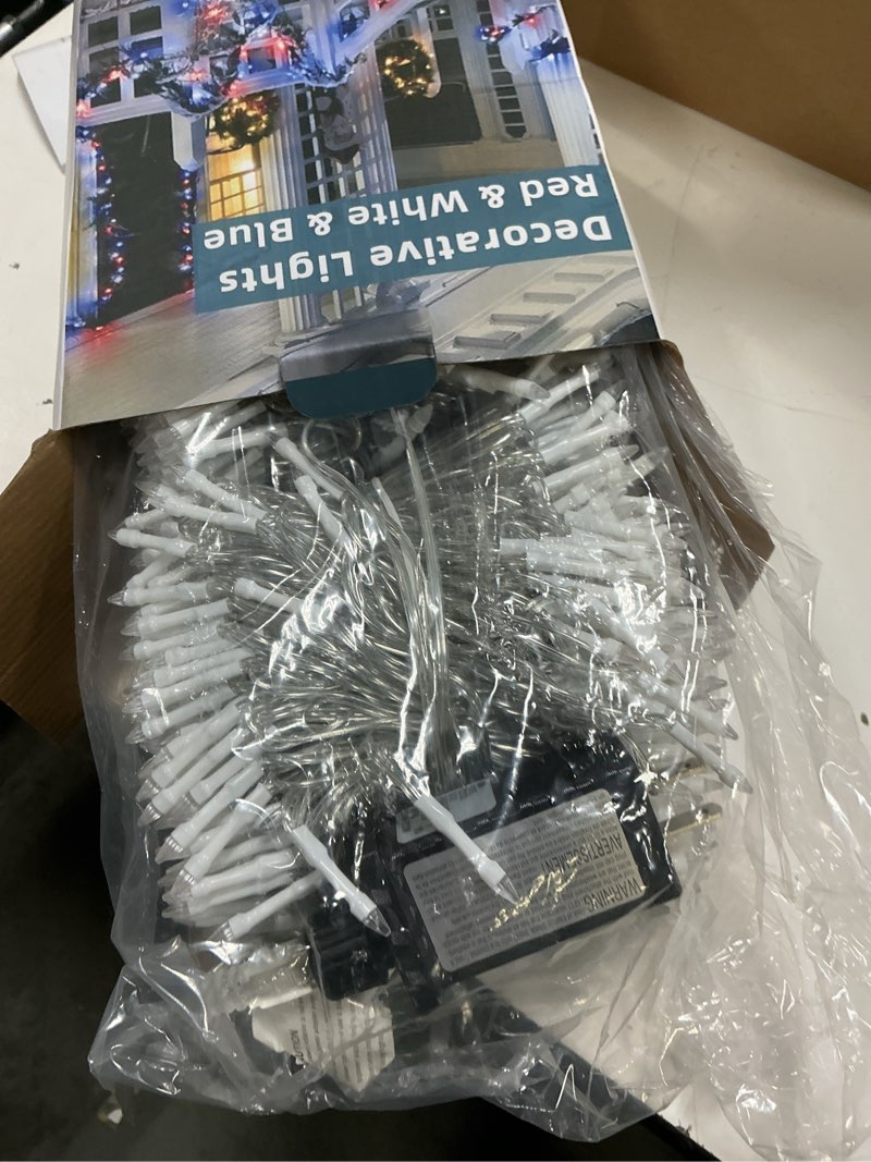 Condition photo showing New/Like New for 1500 led chrstmas lights, 470ft outdoor christmas string lights with 12 modes, red white and blue led string lights with timer dimmable waterproof for tree fence garden xmas wedding party decor red white & blue 1500 led 470ft