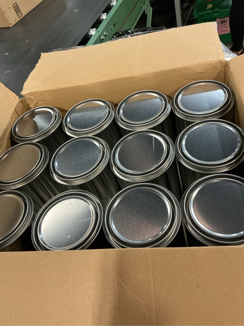 Condition photo showing New/Like New for Foaincore 12 Pack Empty Paint Cans with Lids Bulk 1.9 Pint/Quart Tin Containers Metal Paint Storage Buckets for DIY Projects, Arts, Crafts, Workshop, Home Improvement, Garage Organization(Silver)