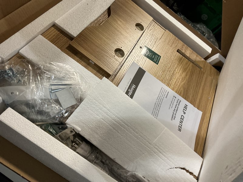 Condition photo showing Good Condition for huuger narrow night stand, end table with charging station, usb-c port, rattan side table with cabinet and open shelf, synthetic rattan, for small spaces, bedroom, natural wood natural wood 1