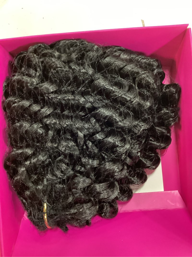 Condition photo showing Good Condition for water wave feather crochet hair 12inch 50strands natural black,pure protein fiber close to human hair,miracle knots pre-separated invisible curly hair extensions? 12inch,1b# ? 1b#-narutal black 12 inch