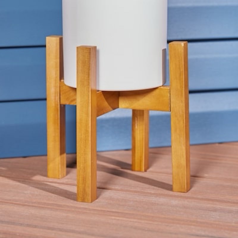 Style Selections Contemporary 10-in H x 10.24-in W Walnut Indoor/Outdoor Square Wood Plant Stand