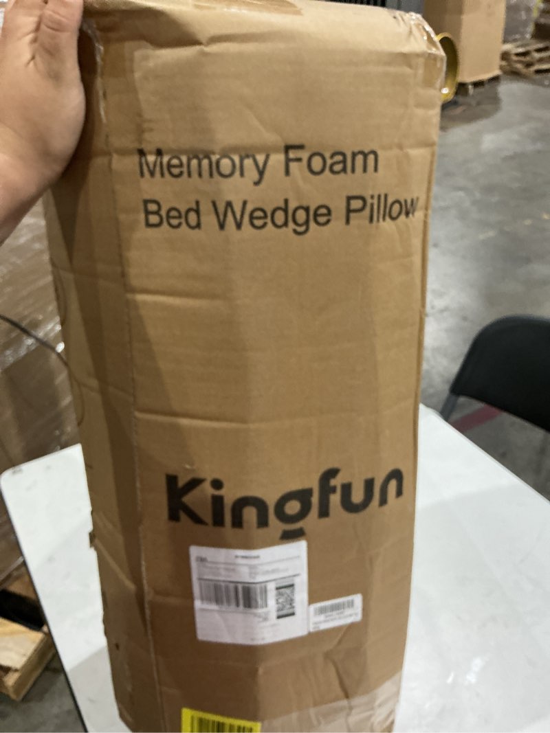 Condition photo showing As Is for kingfun 6pcs orthopedic bed wedge pillow set for headboard, post surgery memory foam support pillows for back, neck and leg pain relief, adjustable triangle pillow - acid reflux, anti snoring & gerd white 6 piece set