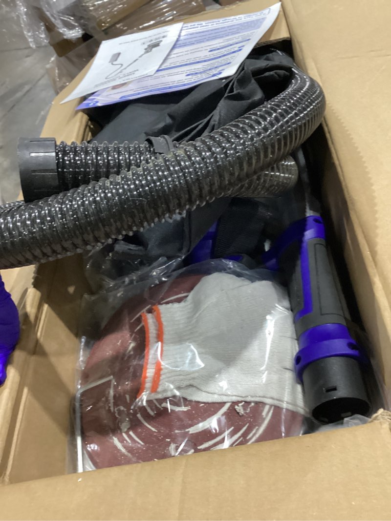 Condition photo showing As Is for drywall sander, 1000w popcorn ceiling removal tool, foldable automatic drywall sander with vacuum dust collection, led light, 6 variable speed 800-2200rpm,15pcs sanding discs (blue?