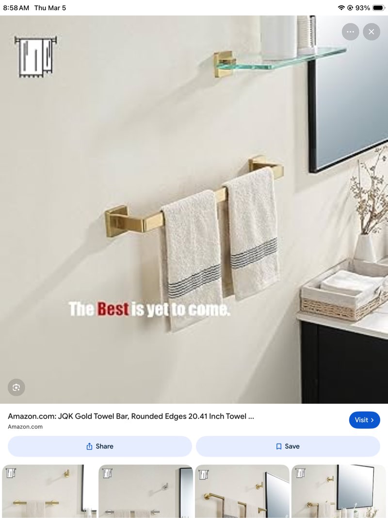 jqk gold towel bar, rounded edges 20.41 inch towel rack, 304 stainless steel bathroom wall mount, us