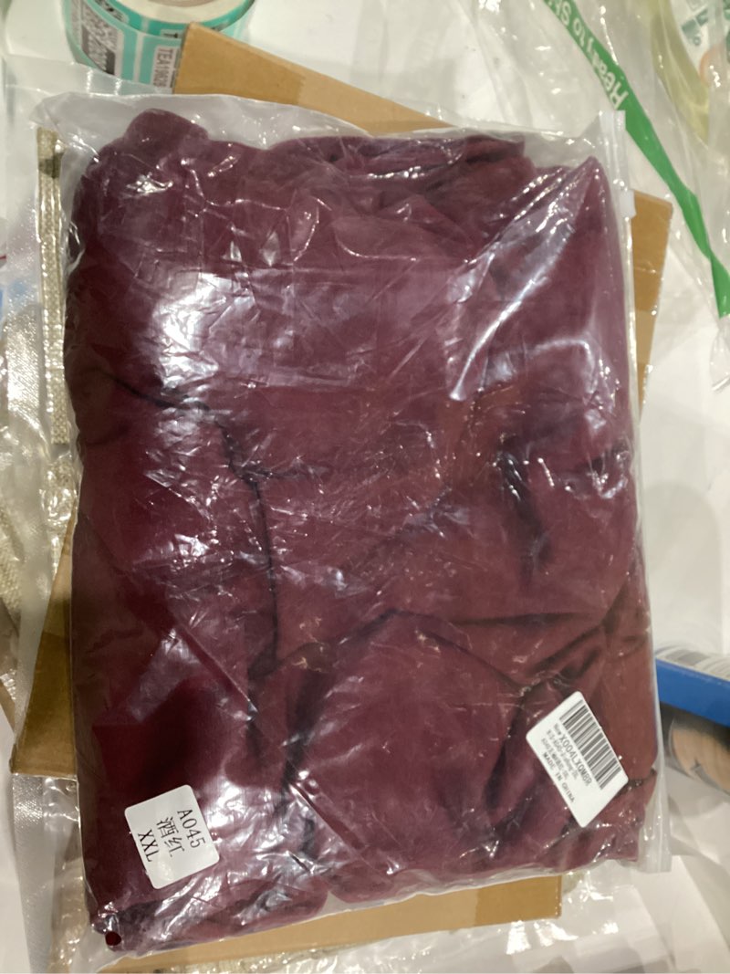 Condition photo showing Good Condition for Nova In Sky Women's 2025 One Shoulder Bodycon Ruched Midi Dresses Slit Formal Cocktail Fall Wedding Guest Dresses Wine Red Small