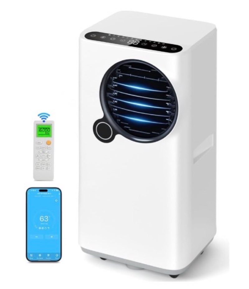 portable air conditioners, 16000 btu 6-in-1 cooling, dehumidifier & fan, ultra quiet with 24h smart timer, auto shut-off & child lock for home/bedroom/office